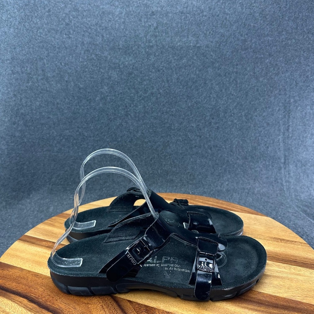 Alpro Birkenstock T Strap Sandals Slides Black Patent Leather Size 40 Women's 9